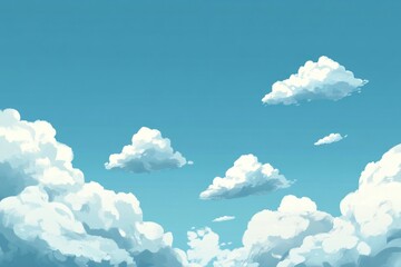Naklejka premium White Fluffy Clouds Drifting Across a Blue Sky