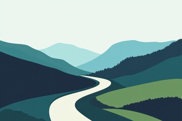 Serene Winding Road Through Verdant Mountainscape
