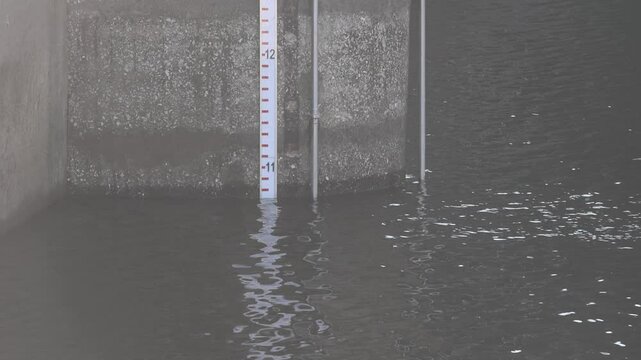Water level rising at rio da mula dam, sintra, portugal