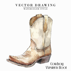 Cowboy Western Boots Vintage Watercolor style Stock vector