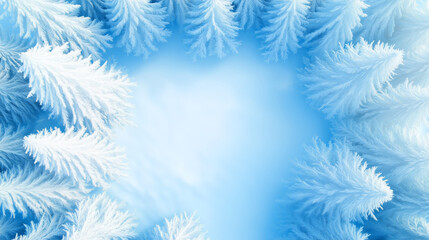 Obraz premium Frosted trees surrounded by a winter sky in soft blue