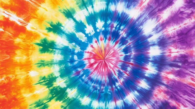 Swirling rainbow tie-dye vector pattern with a 1970s vibe, perfect for abstract design needs. 