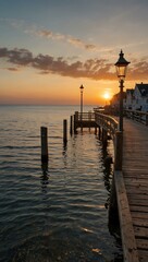 Fototapeta premium Pier in Sellin, Rügen Island at sunrise.