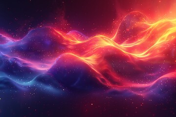 Fototapeta premium Abstract waves of light and color create a cosmic atmosphere.