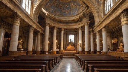 Obraz premium the altar in la madeleine church with a room