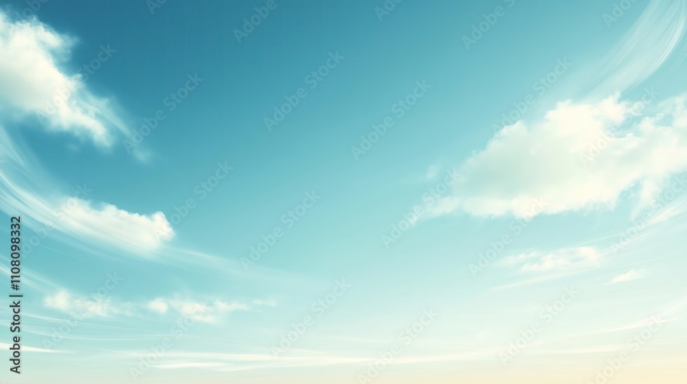 Poster serene sky with soft clouds. gentle gradient of pastel blue hues. calm, peaceful scene. ideal for ba