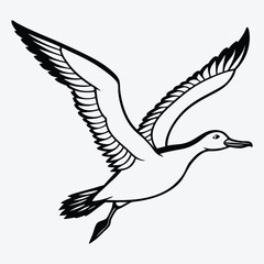 Obraz premium Albatross line art White background illustration Generative Ai