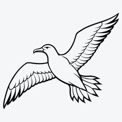 Obraz premium Albatross line art White background illustration Generative Ai