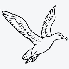 Fototapeta premium Albatross line art White background illustration Generative Ai