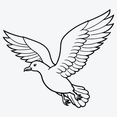 Obraz premium Albatross line art White background illustration Generative Ai