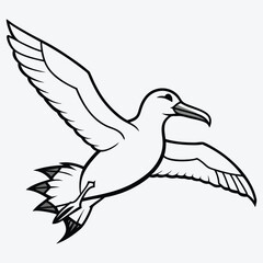 Obraz premium Albatross line art White background illustration Generative Ai