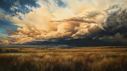 Obraz premium Epic storm clouds over the field.