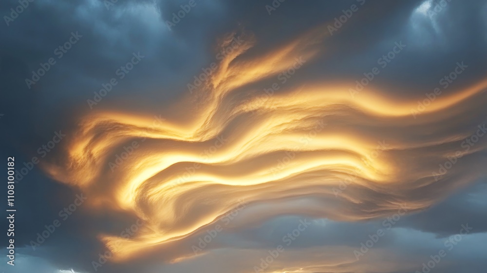 Wall mural beautiful unusual clouds, sunset sky background.