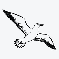 Obraz premium Albatross line art White background illustration Generative Ai