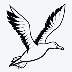 Obraz premium Albatross line art White background illustration Generative Ai