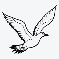 Obraz premium Albatross line art White background illustration Generative Ai