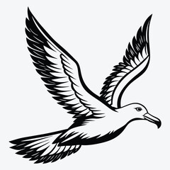 Obraz premium Albatross Silhouette White background illustration Generative Ai