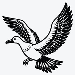 Fototapeta premium Albatross Silhouette White background illustration Generative Ai