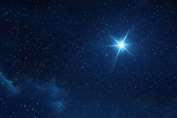 Bright Star Shining in a Night Sky Filled With Distant Stars