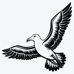 Obraz premium Albatross Silhouette White background illustration Generative Ai