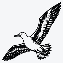 Obraz premium Albatross Silhouette White background illustration Generative Ai