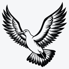 Obraz premium Albatross Silhouette White background illustration Generative Ai