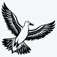 Fototapeta premium Albatross Silhouette White background illustration Generative Ai