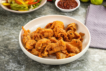 Golden crispy Breaded calamari snack