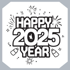 Fototapeta premium Happy New Year logo text design. Collection of Happy New Year symbols Vector Style Icons collection silhouette
