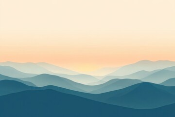Fototapeta premium Serene Sunset Over Rolling Blue Mountains
