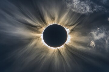 Obraz premium A Total Solar Eclipse Displaying Radiant Light Rays