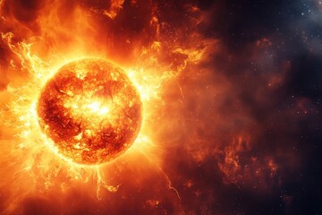 Obraz premium Fiery Stellar Explosion Cosmic Energy Burst