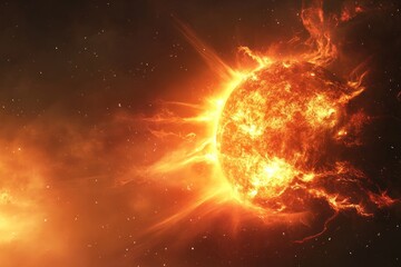 Fototapeta premium Fiery Celestial Body Exploding In Space
