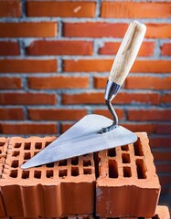 trowel and bricks