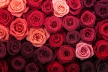 Naklejka premium Vibrant bouquet of roses forming a romantic background for valentine's day