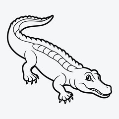 Fototapeta premium Alligator line art White background illustration Generative Ai