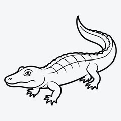 Obraz premium Alligator line art White background illustration Generative Ai