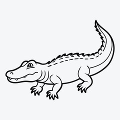 Fototapeta premium Alligator line art White background illustration Generative Ai