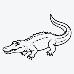 Fototapeta premium Alligator line art White background illustration Generative Ai