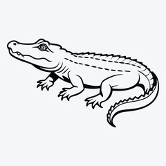 Fototapeta premium Alligator line art White background illustration Generative Ai