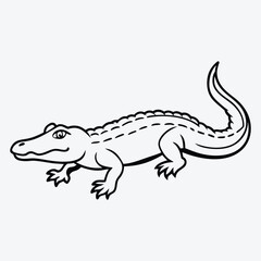 Fototapeta premium Alligator line art White background illustration Generative Ai
