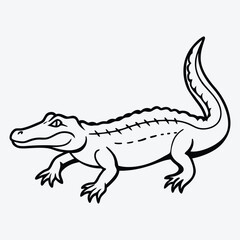 Fototapeta premium Alligator line art White background illustration Generative Ai
