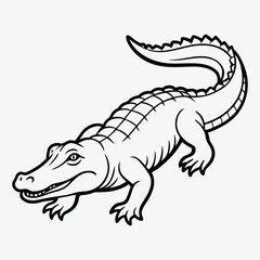 Fototapeta premium Alligator line art White background illustration Generative Ai