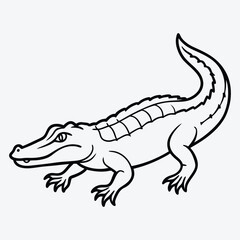 Obraz premium Alligator line art White background illustration Generative Ai