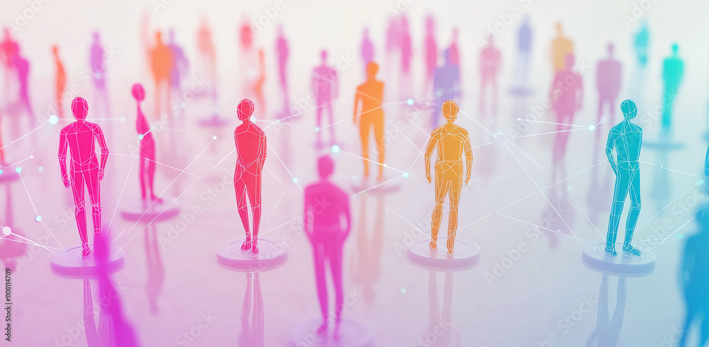 Leinwandbilder digital crowd representing diverse individuals connected through technology in a futuristic setting