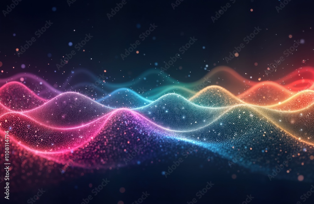 Leinwandbilder colorful abstract waves dynamic pattern. many colors on dark background. creative energy movement. v