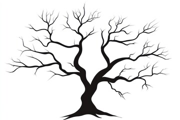 Silhouette of a Bare Winter Tree Branching Outwards