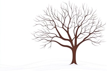 Naklejka premium Bare Winter Tree Stands in Snowy Landscape
