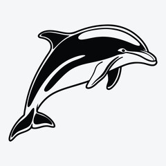 Fototapeta premium Amazon Dolphin Silhouette White background illustration Generative Ai