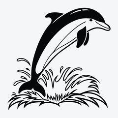 Naklejka premium Amazon Dolphin Silhouette White background illustration Generative Ai